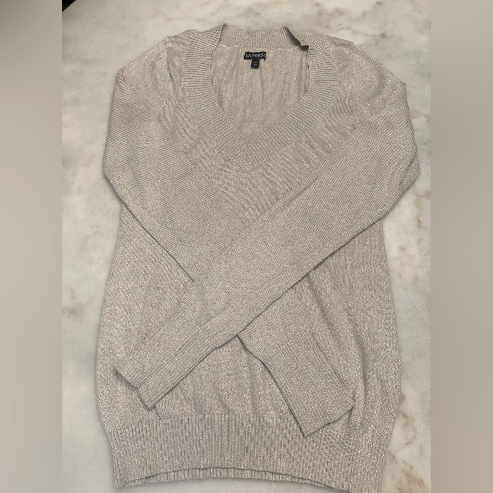 Express Women’s Metallic V neck Sweater